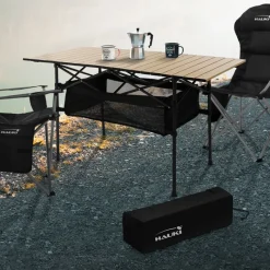 Campingtisch klappbar 118x55x64,5 cm Beige aus Aluminium Hauki-ECD Germany Best