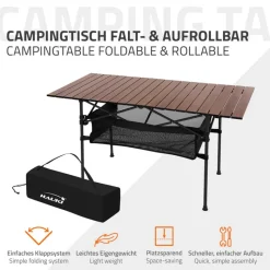 Campingtisch klappbar 118x55x64,5 cm Braun aus Aluminium Hauki-ECD Germany Outlet