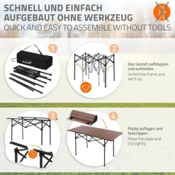 Campingtisch klappbar 118x55x64,5 cm Braun aus Aluminium Hauki-ECD Germany Outlet