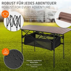 Campingtisch klappbar 118x55x64,5 cm Braun aus Aluminium Hauki-ECD Germany Outlet