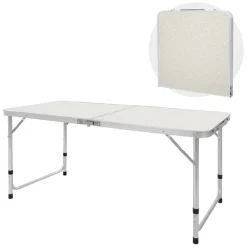 Campingtisch mit Tragegriff 120 cm Weiß/Creme aus Aluminium und MDF-ECD Germany