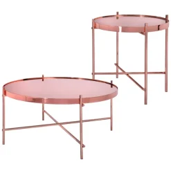 Couchtisch 2er Set Kupfer aus Metall und Glas WOMO-Design-ECD Germany Online