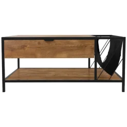 Couchtisch 110x54 cm mit Zeitschriftenfach Eiche Optik Braun Schwarz Wohnzimmertisch ML-Design-ECD Germany