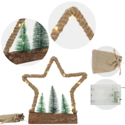 Deko LED Jute Stern mit LED-Beleuchtung-ECD Germany Best