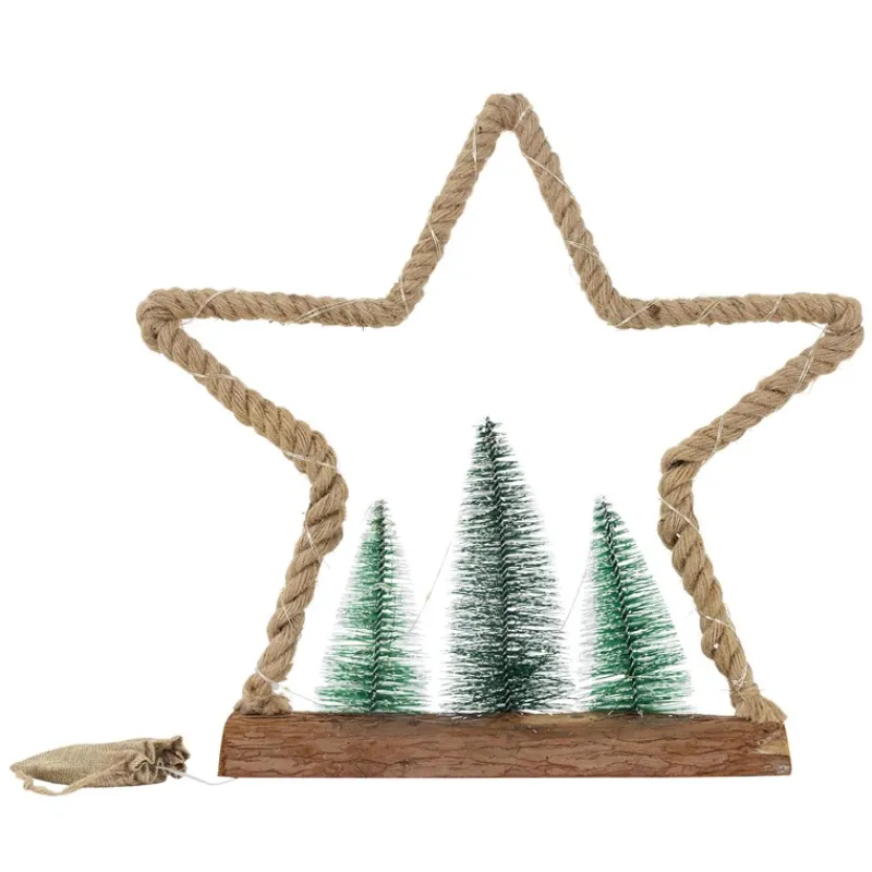 Deko LED Weihnachtsbaum aus Juteseil Standfigur 45 cm warmweiß mit Timerfunktion-ECD Germany Hot