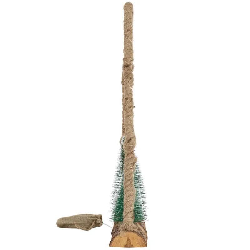 Deko LED Weihnachtsbaum aus Juteseil Standfigur 45 cm warmweiß mit Timerfunktion-ECD Germany Hot