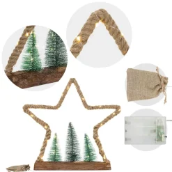 Deko LED Weihnachtsbaum aus Juteseil Standfigur 45 cm warmweiß mit Timerfunktion-ECD Germany Hot