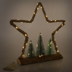 Deko LED Weihnachtsbaum aus Juteseil Standfigur 45 cm warmweiß mit Timerfunktion-ECD Germany Hot