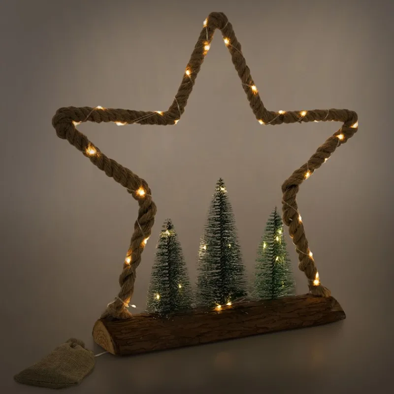 Deko LED Weihnachtsbaum aus Juteseil Standfigur 45 cm warmweiß mit Timerfunktion-ECD Germany Hot