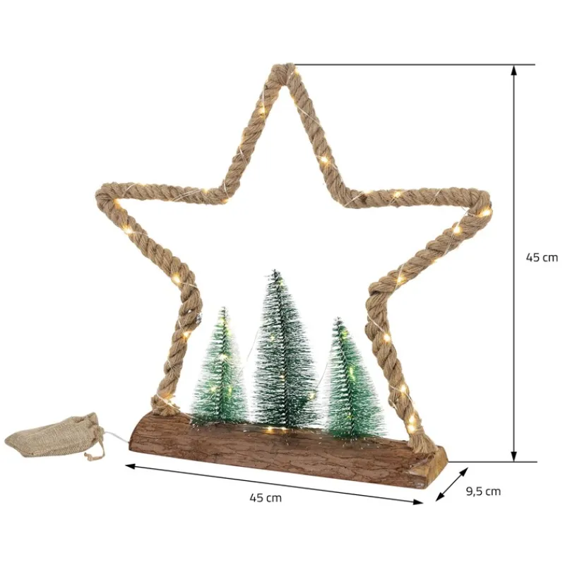 Deko LED Weihnachtsbaum aus Juteseil Standfigur 45 cm warmweiß mit Timerfunktion-ECD Germany Hot