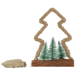 Deko LED Weihnachtsbaum aus Juteseil Standfigur 30 cm warmweiß mit Timerfunktion-ECD Germany Hot