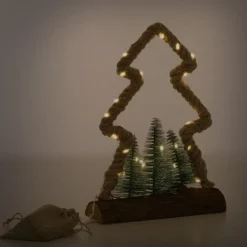 Deko LED Weihnachtsbaum aus Juteseil Standfigur 30 cm warmweiß mit Timerfunktion-ECD Germany Hot