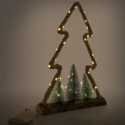 Deko LED Weihnachtsbaum aus Juteseil Standfigur 45 cm warmweiß mit Timerfunktion-ECD Germany Outlet
