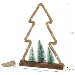 Deko LED Weihnachtsbaum aus Juteseil Standfigur 45 cm warmweiß mit Timerfunktion-ECD Germany Outlet