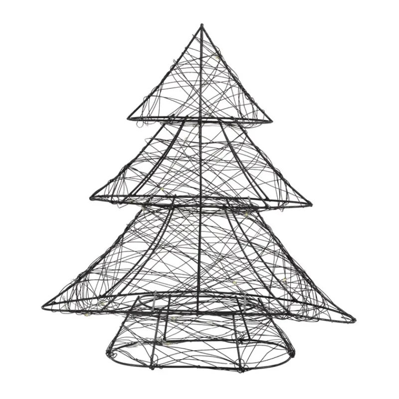 Deko Weihnachtsbaum mit 20 warmweißen LEDs Schwarz aus Metall-ECD Germany Online