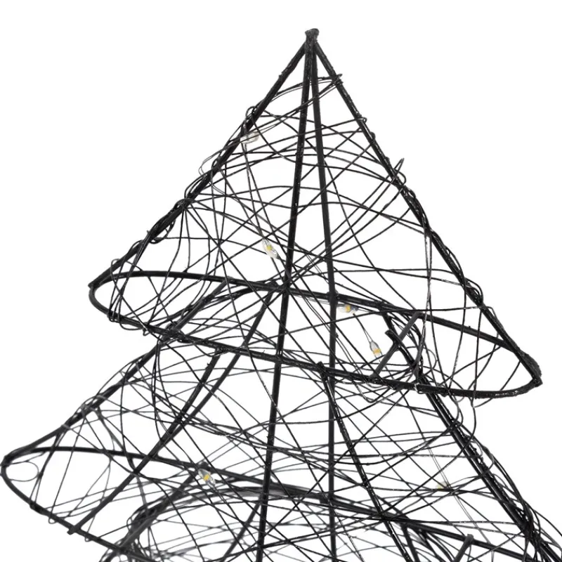 Deko Weihnachtsbaum mit 20 warmweißen LEDs Schwarz aus Metall-ECD Germany Online