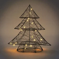 Deko Weihnachtsbaum mit 20 warmweißen LEDs Schwarz aus Metall-ECD Germany Online