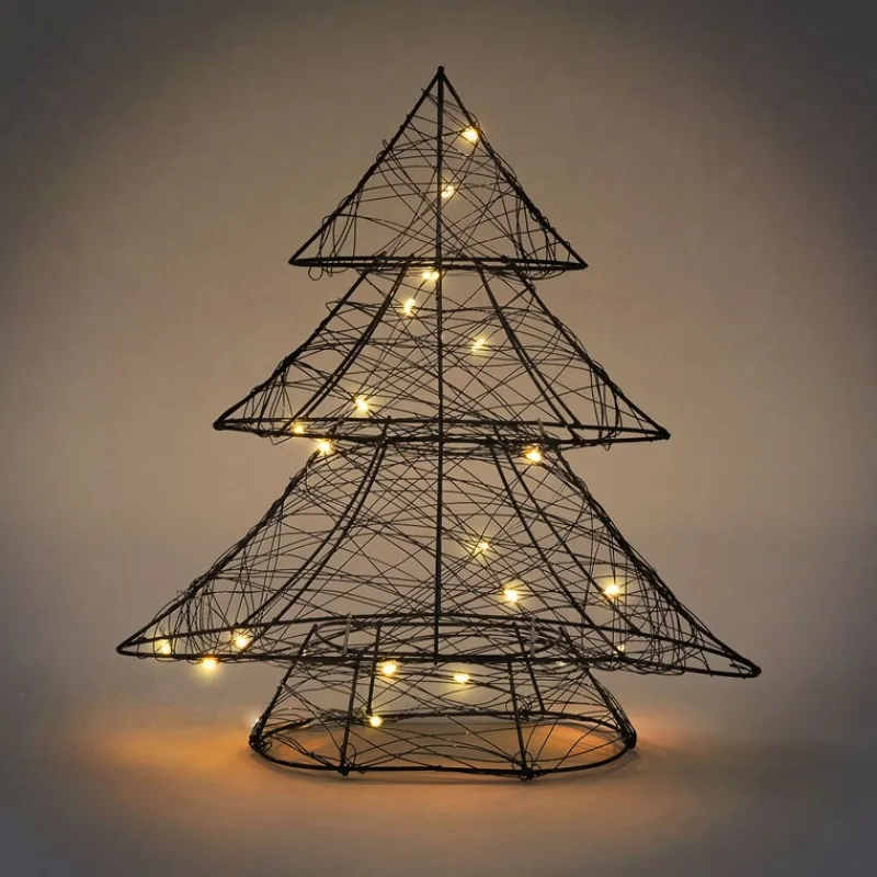 Deko Weihnachtsbaum mit 20 warmweißen LEDs Schwarz aus Metall-ECD Germany Online