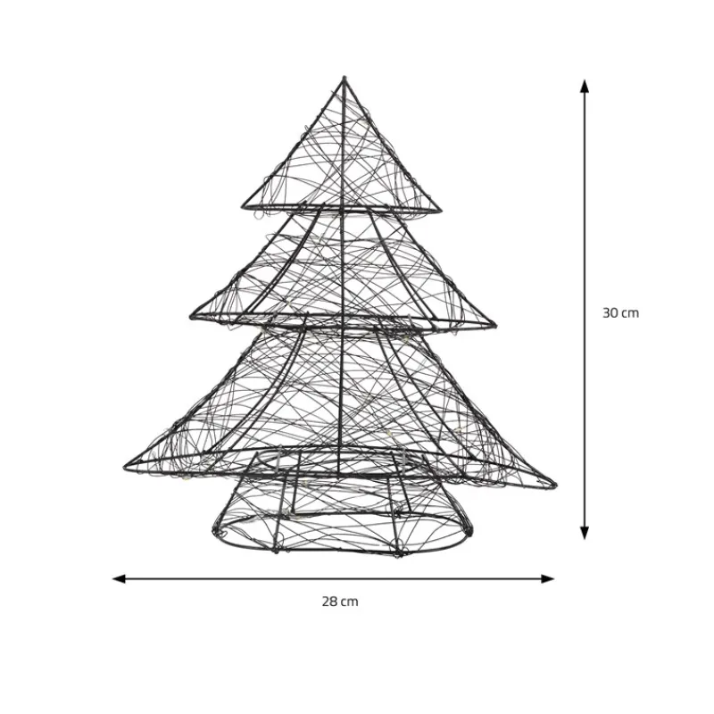 Deko Weihnachtsbaum mit 20 warmweißen LEDs Schwarz aus Metall-ECD Germany Online