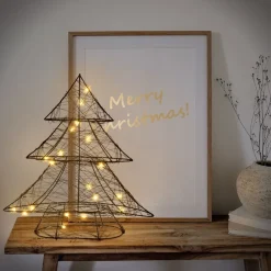 Deko Weihnachtsbaum mit 20 warmweißen LEDs Schwarz aus Metall-ECD Germany Online