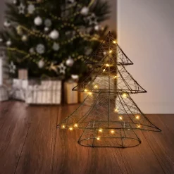 Deko Weihnachtsbaum mit 20 warmweißen LEDs Schwarz aus Metall-ECD Germany Online