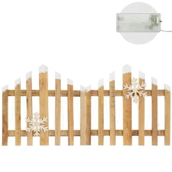 Deko Weihnachtszaun mit LED Natur 77x38 cm aus Holz Timer-ECD Germany Sale