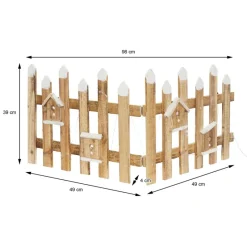 Deko Weihnachtszaun mit LED natur 98x39 cm aus Holz inkl. Vogelhäuschen-ECD Germany
