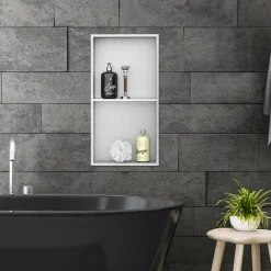 Duschnische 2 Ebenen 30x60 cm Silber aus Edelstahl Wandnische Duschablage LuxeBath-ECD Germany Discount