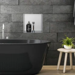 Duschnische 30x30 cm Silber aus Edelstahl Unterputz Rahmen Wandnische Duschablage LuxeBath-ECD Germany Discount