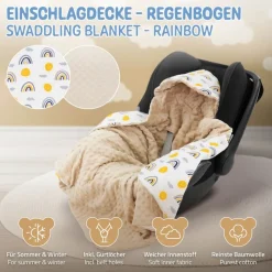 Einschlagdecke mit Kapuze 84x84 cm Regengobenmuster aus Baumwolle Joyz-ECD Germany Outlet