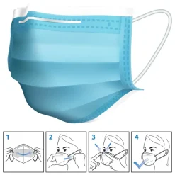 Einwegmasken 50 Stück 3-lagig Vliesmaterial blau-ECD Germany Best