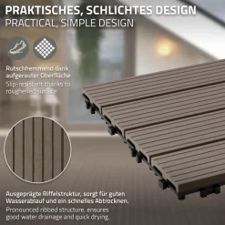 3er Pack WPC Bodenplatte 60x30 dunkelbraun-ECD Germany Clearance