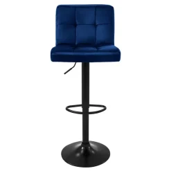 2er Set Barhocker 2x Blau Samtbezug mit Rückenlehne und Fußstütze höhenverstellbar 63-83cm ML-Design-ECD Germany Outlet