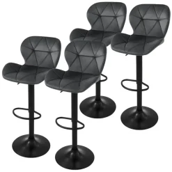 2er Set Barhocker 2x Grau Samtbezug mit Rückenlehne und Fußstütze höhenverstellbar 59-79cm ML-Design-ECD Germany Hot