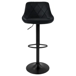 2er Set Barhocker 2x Schwarz Samtbezug mit Rückenlehne und Fußstütze höhenverstellbar 62-82cm ML-Design-ECD Germany New