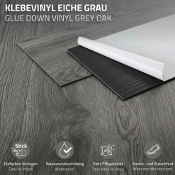 2er Set Deluxe PVC Klebevinylboden für 2,3 m² Eiche Grau 2 mm dick ML-Design-ECD Germany Outlet