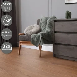 2er Set Deluxe PVC Klebevinylboden für 2,23 m² Roteiche Braun 2 mm dick ML-Design-ECD Germany