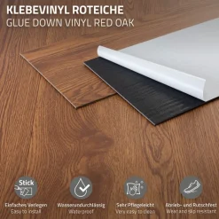 2er Set Deluxe PVC Klebevinylboden für 2,23 m² Roteiche Braun 2 mm dick ML-Design-ECD Germany