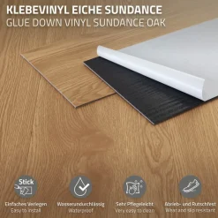 2er Set Deluxe PVC Klebevinylboden für 2,23 m² Eiche Sundance 2 mm dick ML-Design-ECD Germany