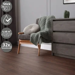 2er Set Deluxe PVC Klebevinylboden für 2,23 m² Rot-Braun Nuss 2 mm dick ML-Design-ECD Germany Hot