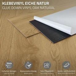 2er Set Deluxe PVC Klebevinylboden für 2,23 m² Natur Eiche 2 mm dick ML-Design-ECD Germany Discount
