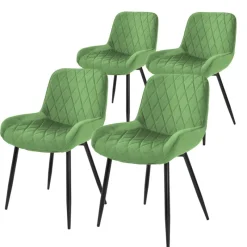 2er Set Esszimmerstühle mit Rücken- & Armlehne Salbei Samtbezug mit Metallbeinen ML-Design-ECD Germany Sale