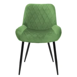 2er Set Esszimmerstühle mit Rücken- & Armlehne Salbei Samtbezug mit Metallbeinen ML-Design-ECD Germany Sale