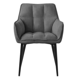 2er Set Esszimmerstuhl Dunkelgrau aus Frotteestoff mit dickem gepolsterter Sitz ML-Design-ECD Germany Clearance