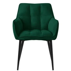 2er Set Esszimmerstuhl Dunkelgrün aus Frotteestoff mit dickem gepolsterter Sitz ML-Design-ECD Germany Hot