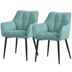 2er Set Esszimmerstuhl Petrol aus Frotteestoff mit dickem gepolsterter Sitz ML-Design-ECD Germany Outlet