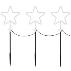 3er Set Gartenstecker Stern 58 cm für Innen & Außen Lichterkette für Weihnachten-ECD Germany Online