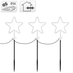 3er Set Gartenstecker Stern 58 cm für Innen & Außen Lichterkette für Weihnachten-ECD Germany Online