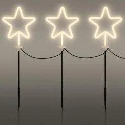 3er Set Gartenstecker Stern 58 cm für Innen & Außen Lichterkette für Weihnachten-ECD Germany Online