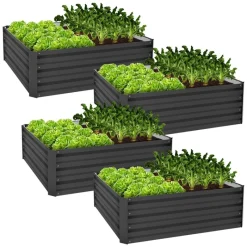 4er Set Hochbeet 90x90x30 cm Anthrazit aus Metall ML-Design-ECD Germany Online